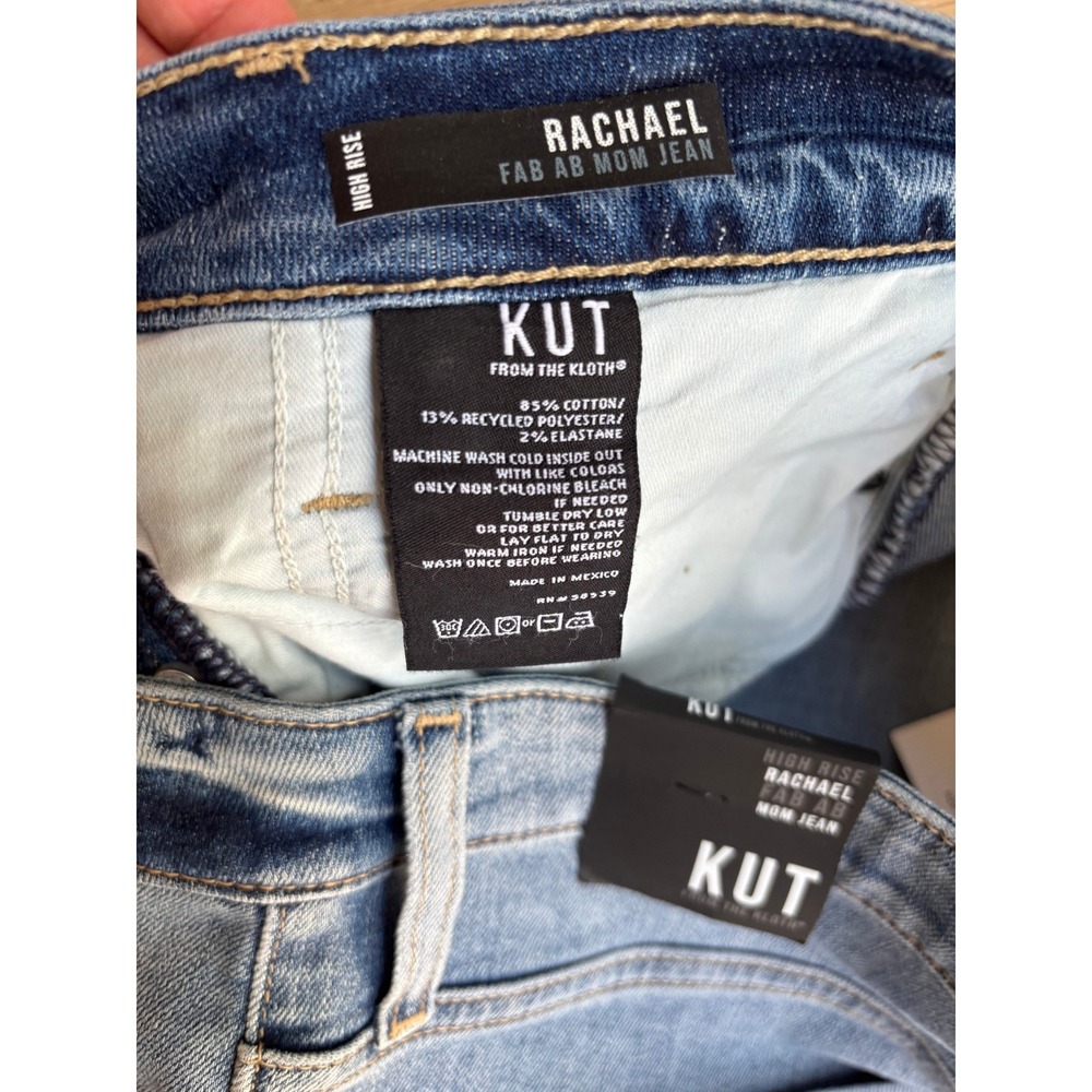 KUT from the Kloth Rachael Fab Am Mom Jean High Rise  Button Fly Raw Hem Size 6 - Picture 13 of 14